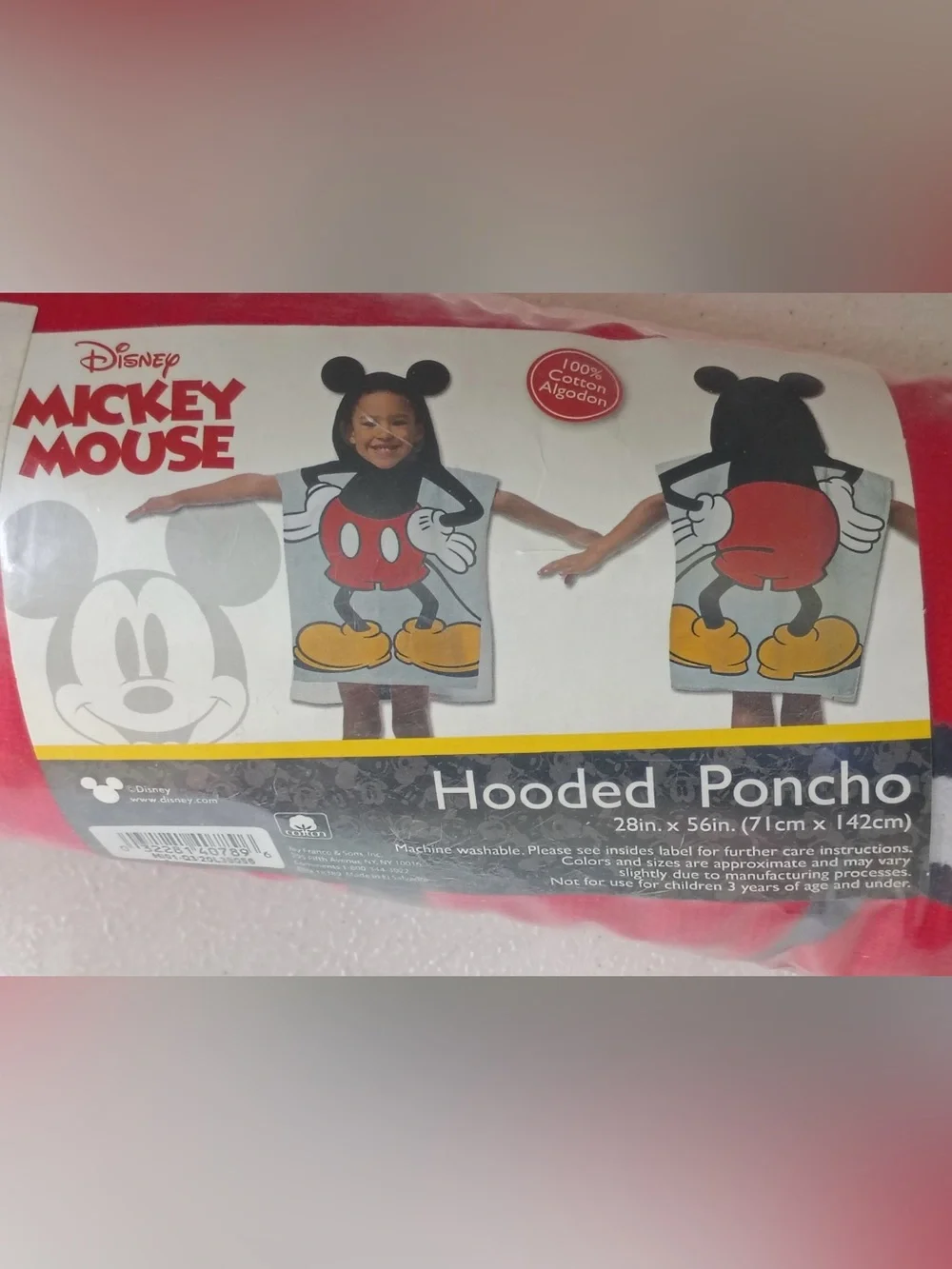 DISNEY Mickey Mouse Kids Poncho Wearable Towel Beach Cruise Fun Bathtime NEW NWT